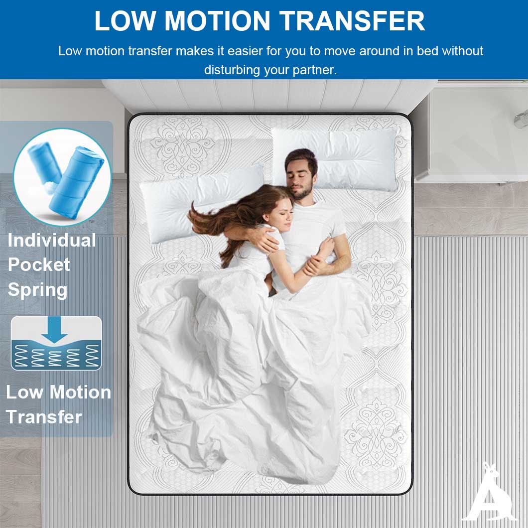 Audreamy Rome Mattress – 34cm Euro Top 100% Natural Latex Memory Foam 9-Zone Pocket Spring Hybrid Medium Firm (Single)