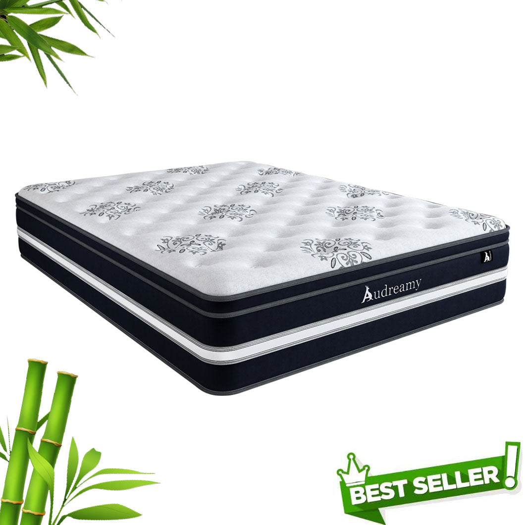 Audreamy Mattress Vienna 34cm Euro Top Super Cool Gel Foam Bamboo Fiber Fabric 7-Zone Pocket Spring Medium Firm (King Single)