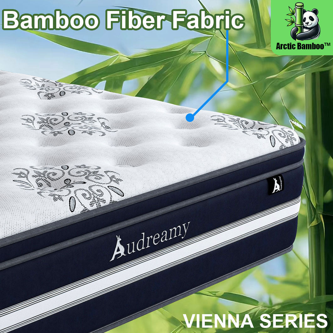 Audreamy Mattress Vienna 34cm Euro Top Super Cool Gel Foam Bamboo Fiber Fabric 7-Zone Pocket Spring Medium Firm (Queen)
