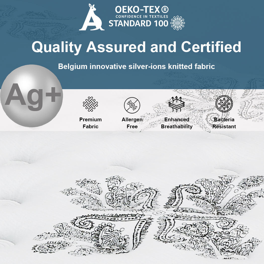 Audreamy Mattress Athens 34cm Plush Euro Top 7-Zone Pocket Spring 5D Support Medium Firm (Queen)