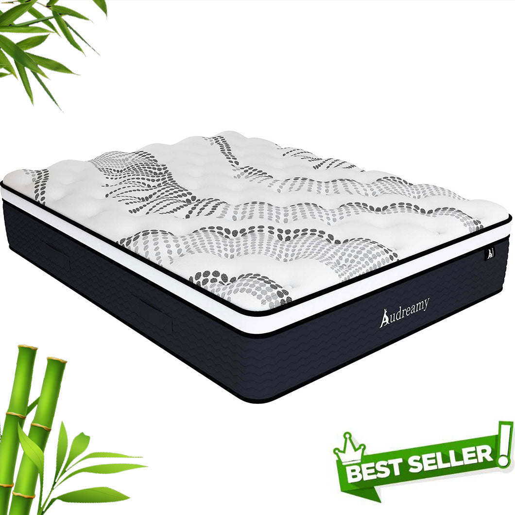 Audreamy Mattress Aurora 34cm Ergonomic 4D Plush Euro Top Bamboo Fiber Fabric 7-Zone Pocket Spring Medium Firm (Queen)