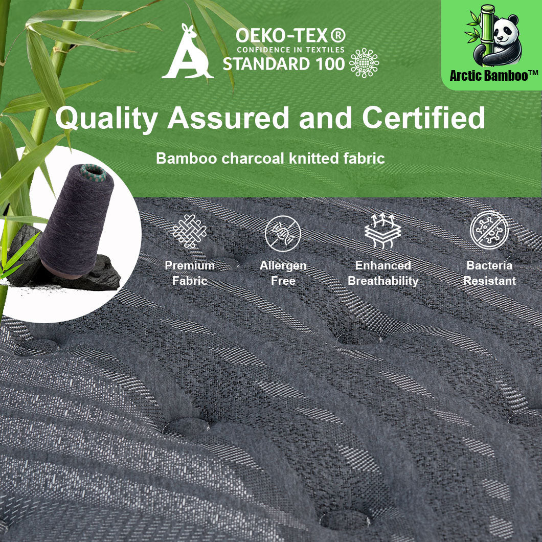 Audreamy Mattress Siena 35cm Euro Top Bamboo Charcoal Fabric 7-Zone Pocket Spring Medium Firm (Single)
