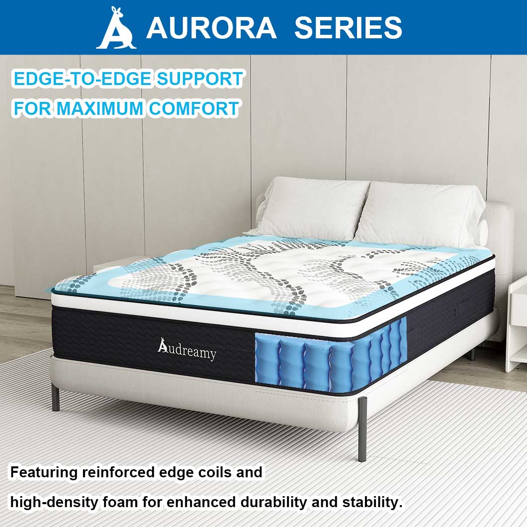 Audreamy Mattress Aurora 34cm Ergonomic 4D Plush Euro Top Bamboo Fiber Fabric 7-Zone Pocket Spring Medium Firm (Queen)