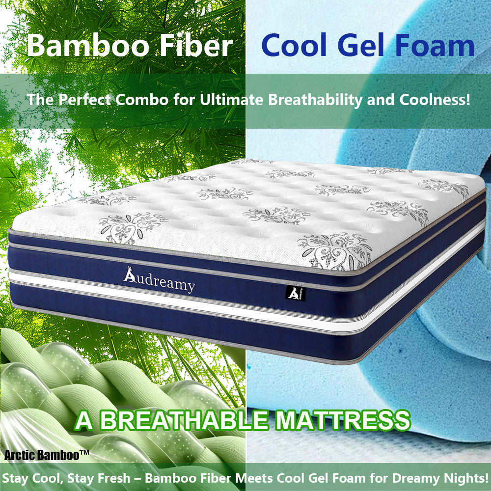 Audreamy Mattress Vienna 34cm Euro Top Super Cool Gel Foam Bamboo Fiber Fabric 7-Zone Pocket Spring Medium Firm