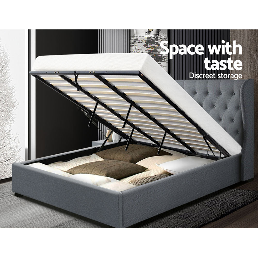 Artiss Bed Frame King Size Gas Lift Grey ISSA