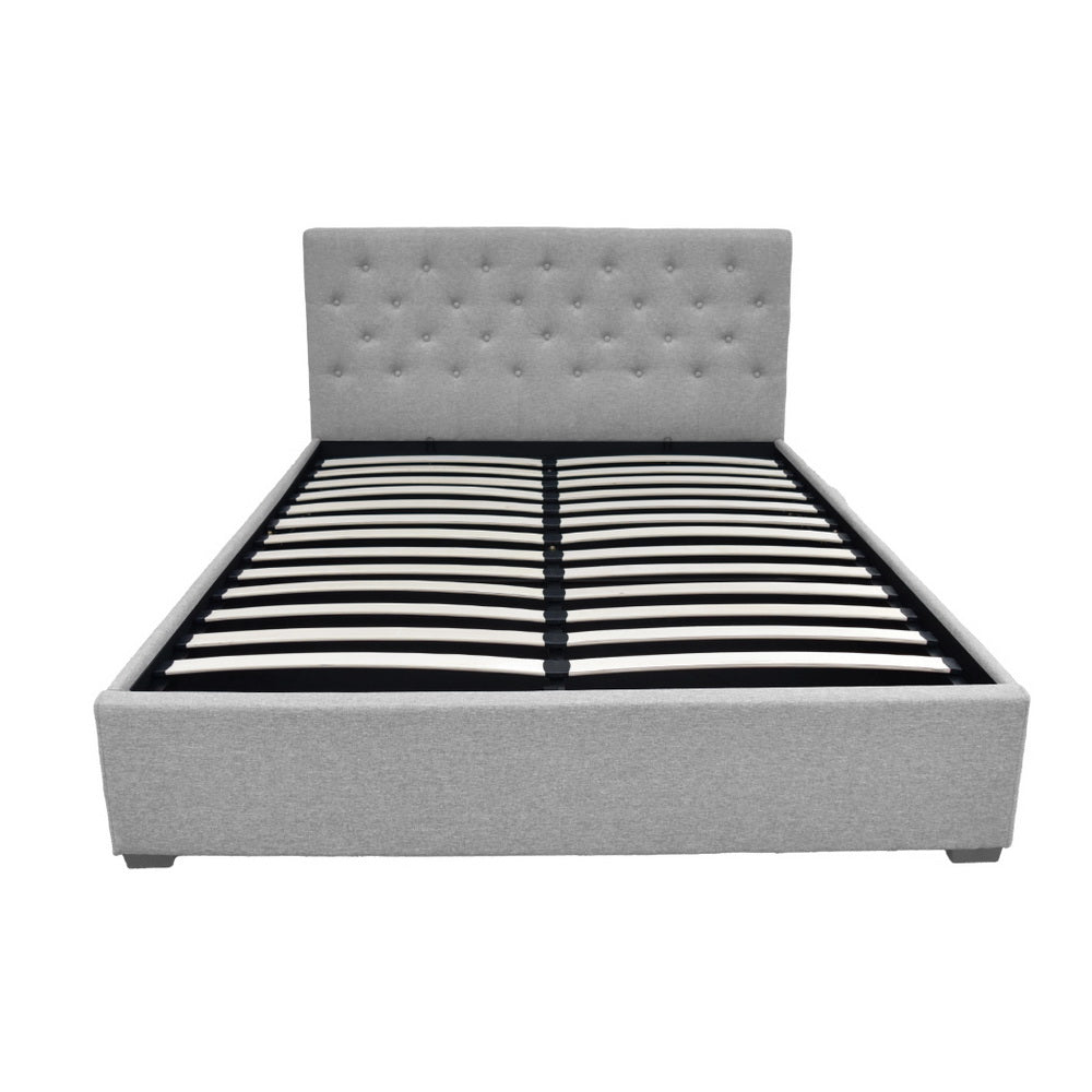 Artiss Bed Frame Queen Size Gas Lift Grey VILA