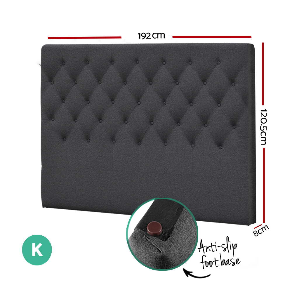 Artiss Bed Head Headboards King Size Fabric - CAPPI Charcoal