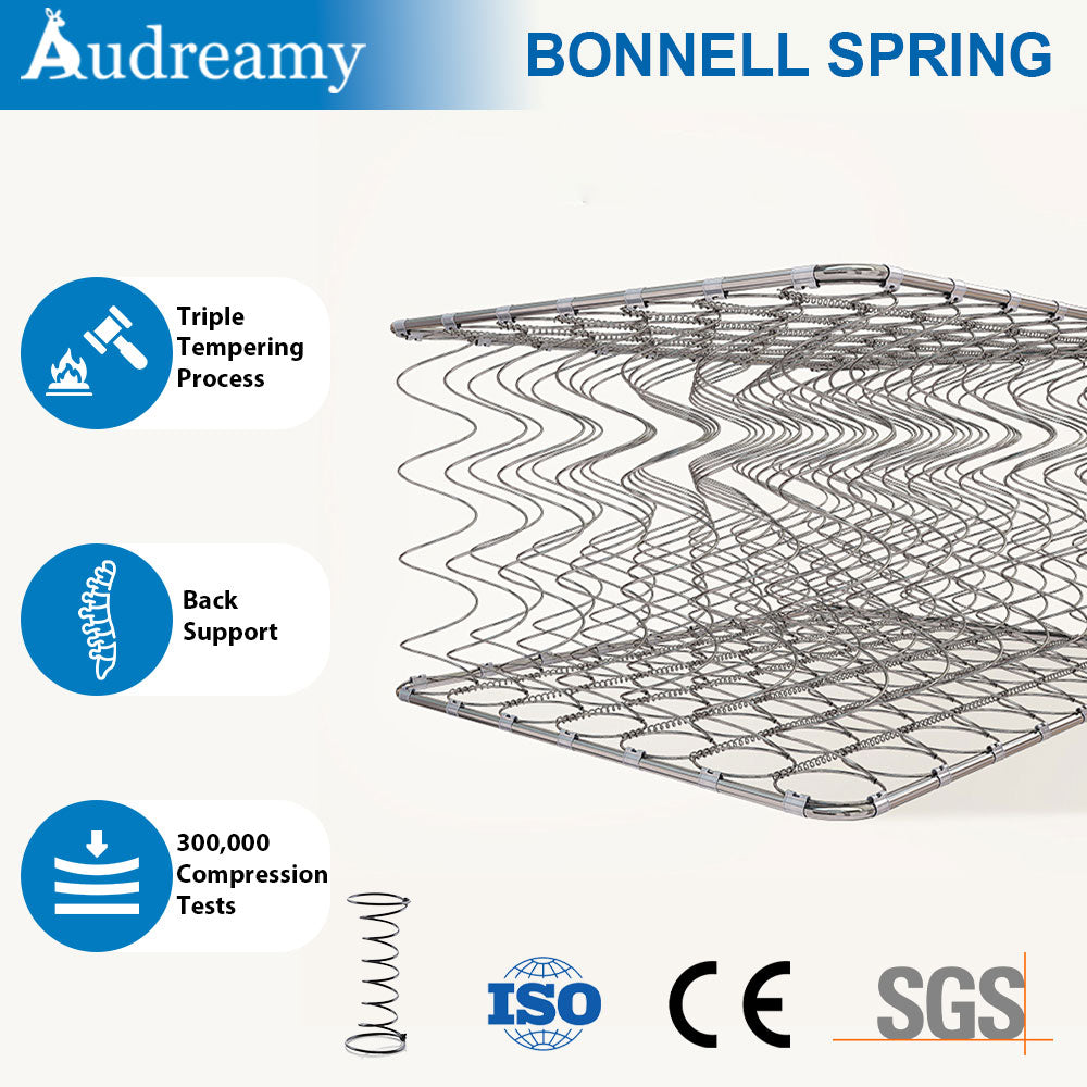 Audreamy Bondi Mattress 22cm Pillow Top – Cloud Comfort Bamboo Fiber Fabric Memory Foam Support Bonnell Medium Firm Queen