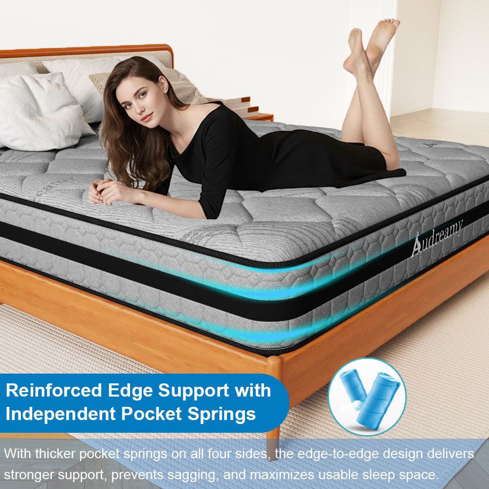 Audreamy Celeste Mattress 23 cm Plush Tight Top Bamboo Charcoal Fabric 7-Zone Pocket Spring Medium Firm King Single