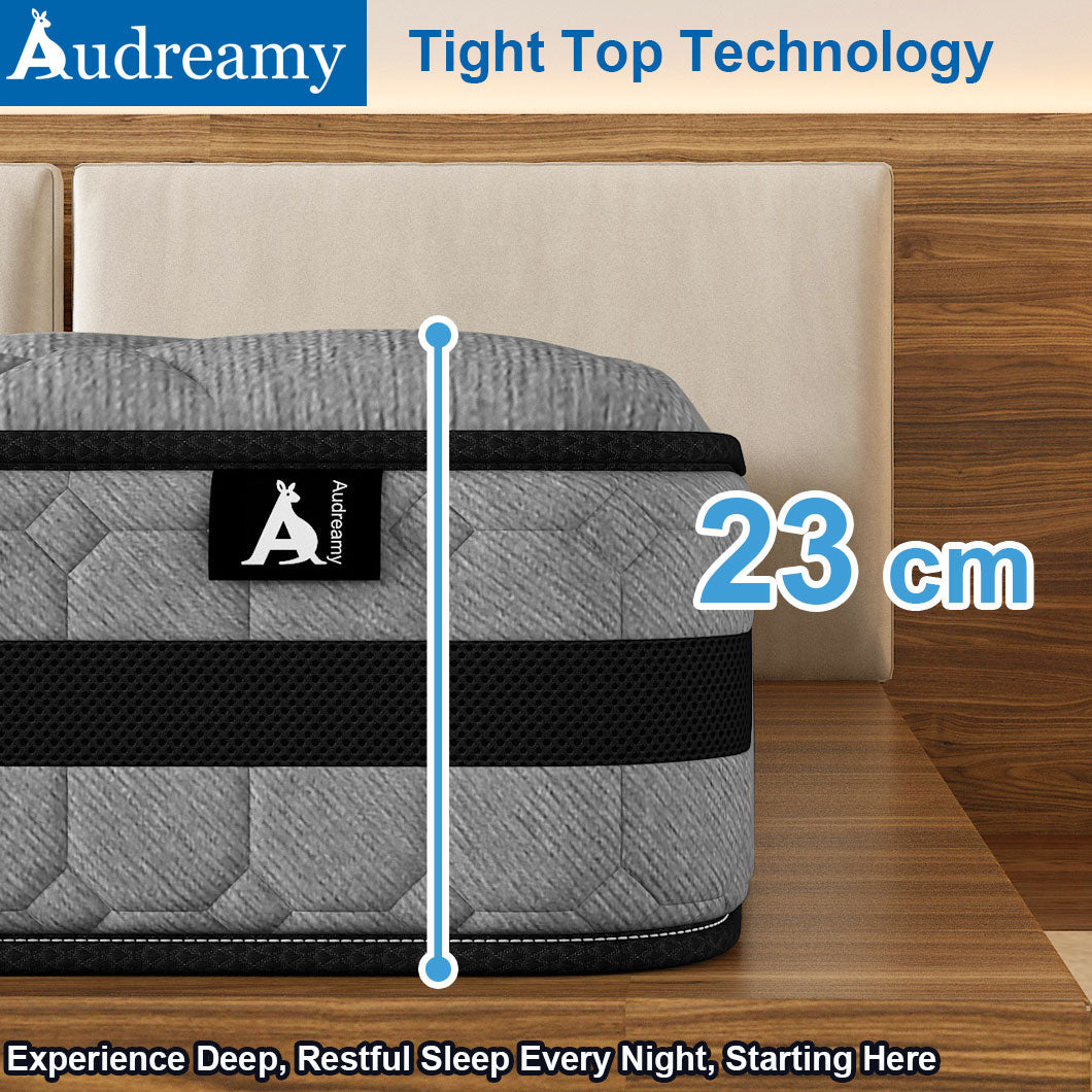 Audreamy Celeste Mattress 23 cm Plush Tight Top Bamboo Charcoal Fabric 7-Zone Pocket Spring Medium Firm Queen