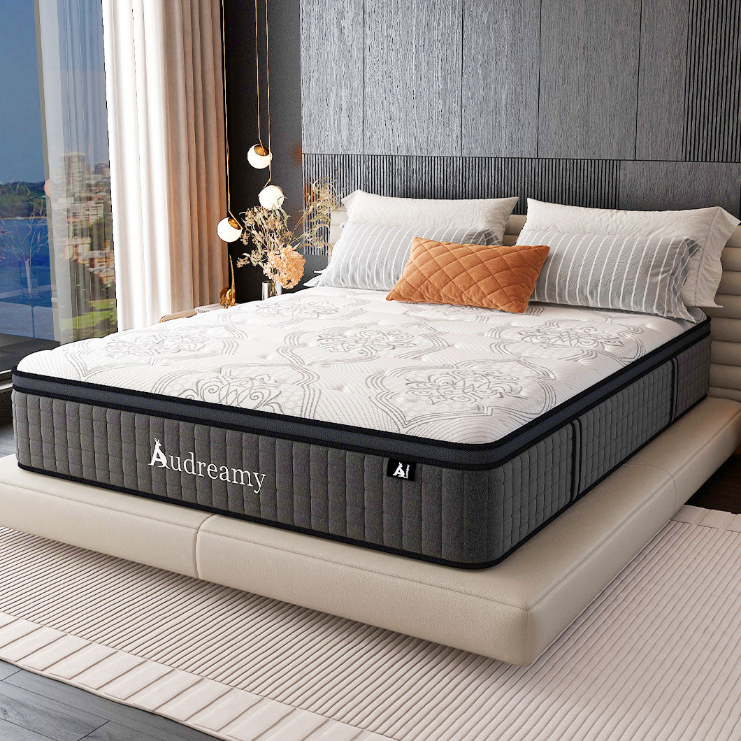 Audreamy Mattress Rome – 34cm Euro Top 100% Natural Latex Memory Foam 9-Zone Pocket Spring Hybrid Medium Firm