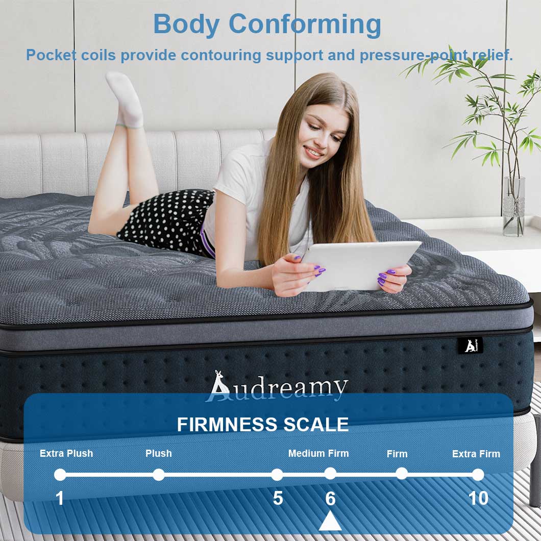 Audreamy Mattress Siena 35cm Euro Top Bamboo Charcoal Fabric 7-Zone Pocket Spring Medium Firm (Single)