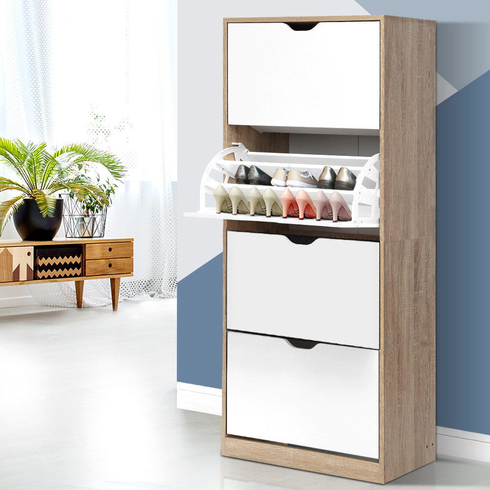 Artiss 48 Pairs Shoe Cabinet Rack Organiser Storage Shelf Wooden