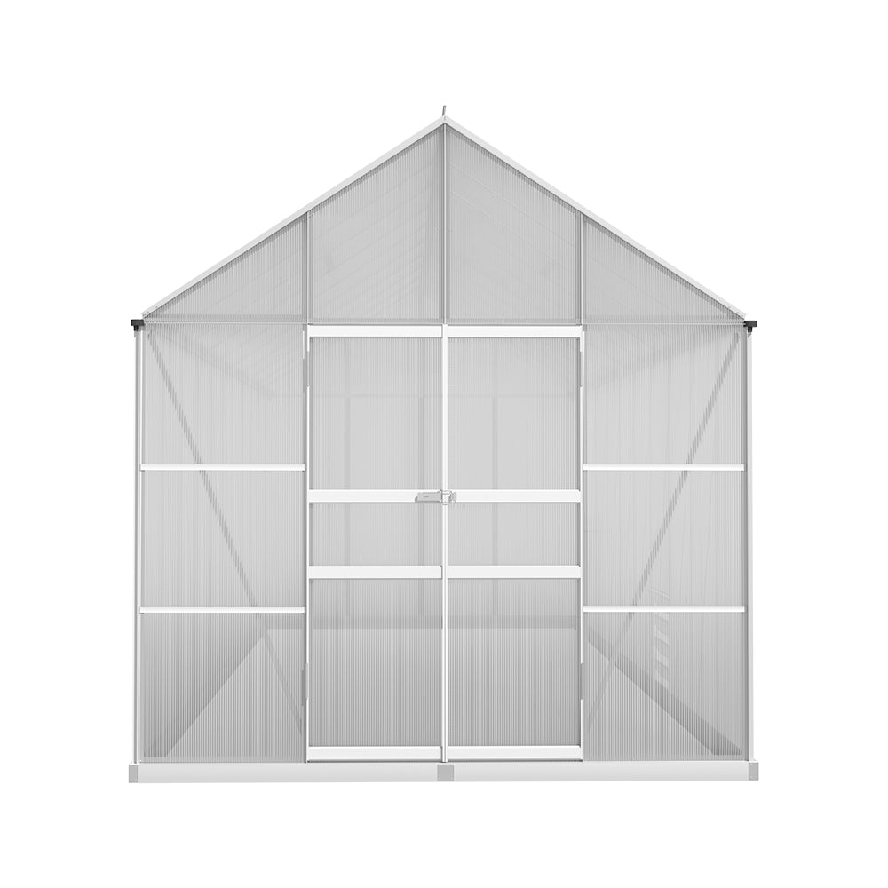 Green Fingers Greenhouse 6.03x2.44x2.68M Double Doors Aluminium Green House Garden Shed