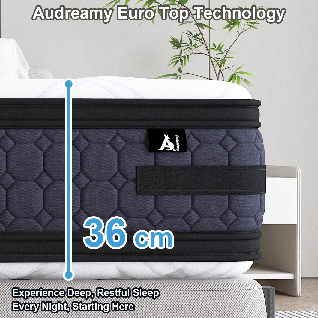 Audreamy Mattress Geneva 36cm Euro Top Cool Gel Foam 7-Zone Pocket Spring Dual-Sided Firmness Medium Soft/Firm (King Single)