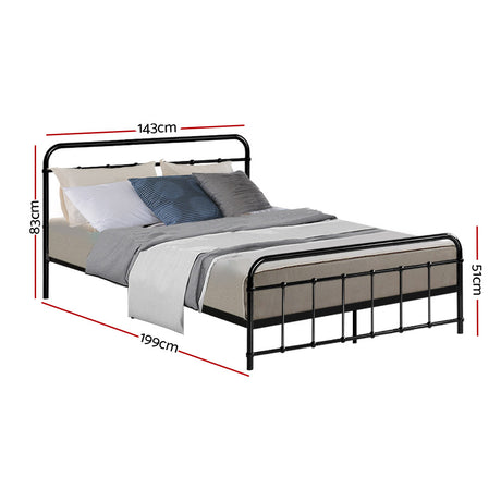 Artiss Bed Frame Metal Bed Frame LEO - Double (Black)
