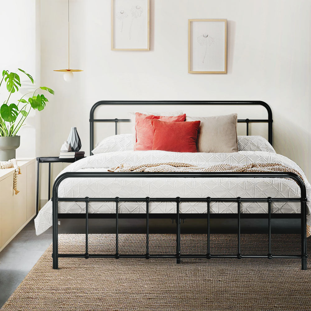 Artiss Bed Frame Metal Bed Frame LEO - Double (Black)