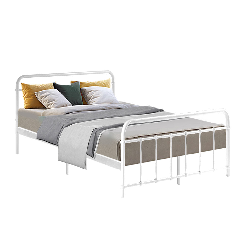 Artiss Bed Frame Metal Bed Frame LEO - Double (White)