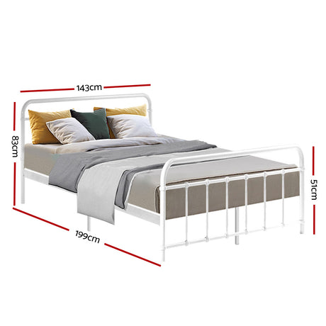 Artiss Bed Frame Metal Bed Frame LEO - Double (White)