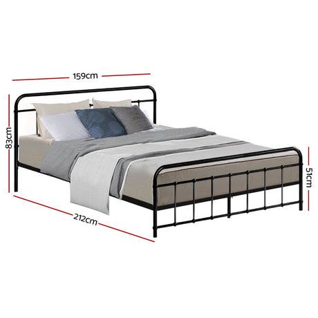 Artiss Bed Frame Metal Bed Frame LEO - Queen (Black)