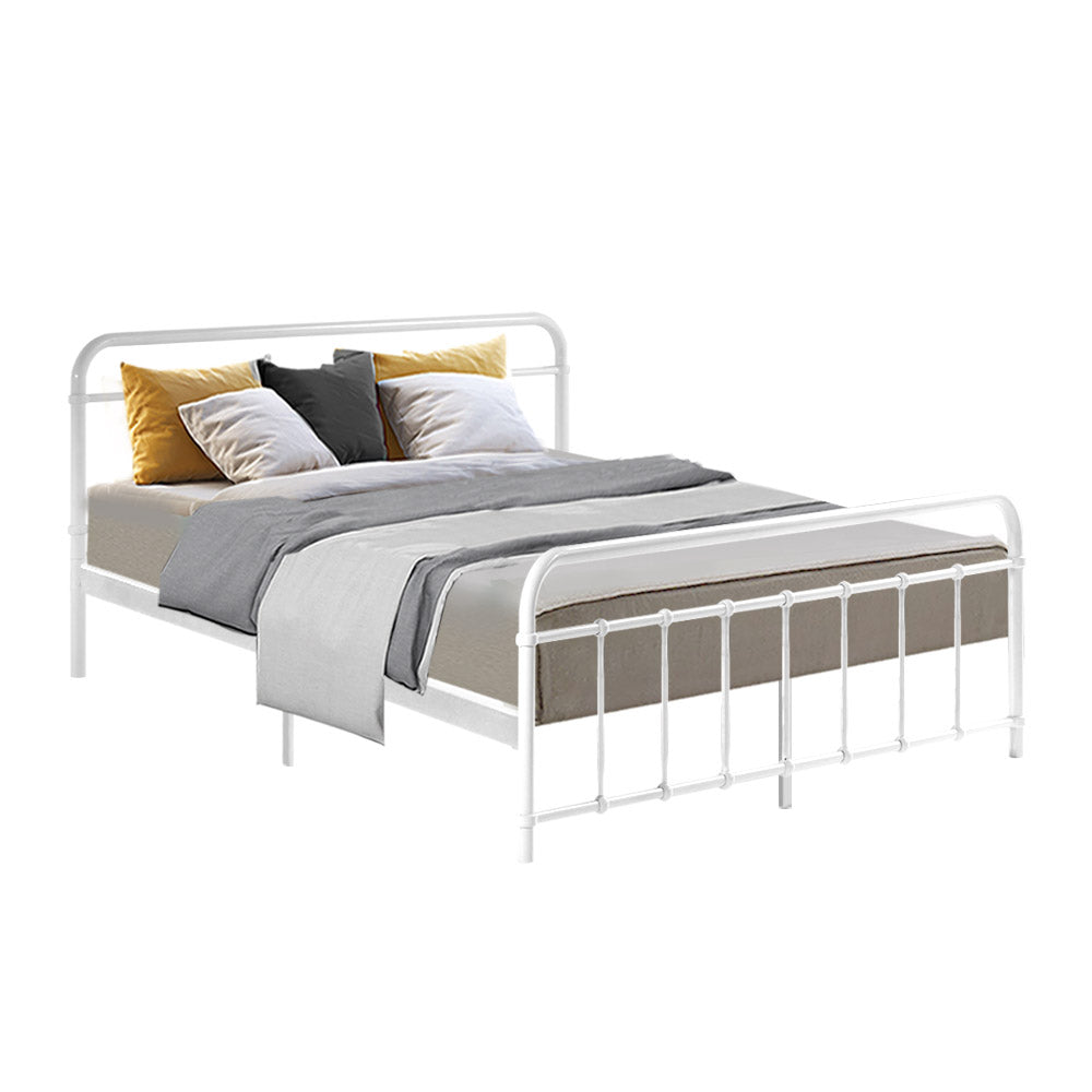 Artiss Bed Frame Metal Bed Frame LEO - Queen (White)