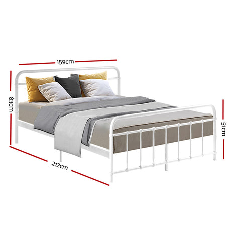 Artiss Bed Frame Metal Bed Frame LEO - Queen (White)