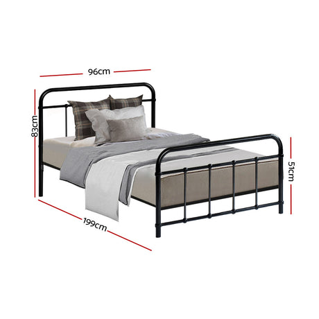 Artiss Bed Frame Metal Bed Frame LEO - Single (Black)