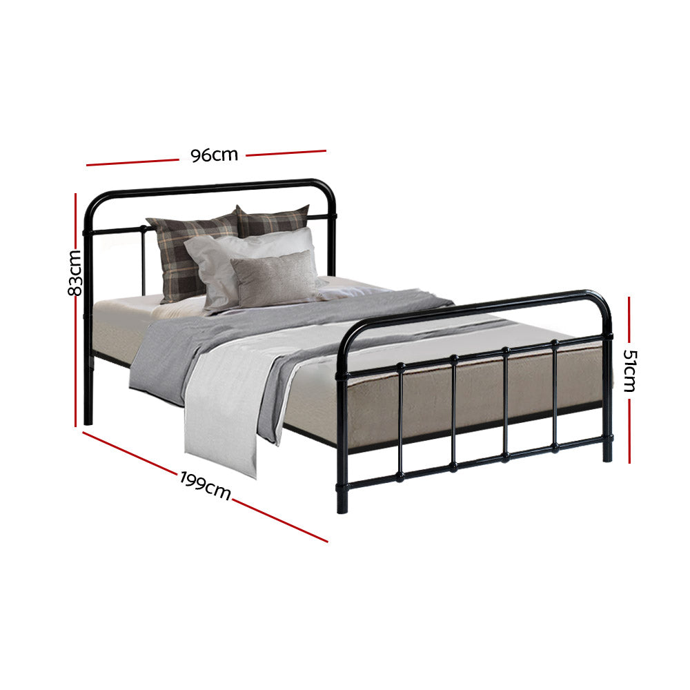 Artiss Bed Frame Metal Bed Frame LEO - Single (Black)