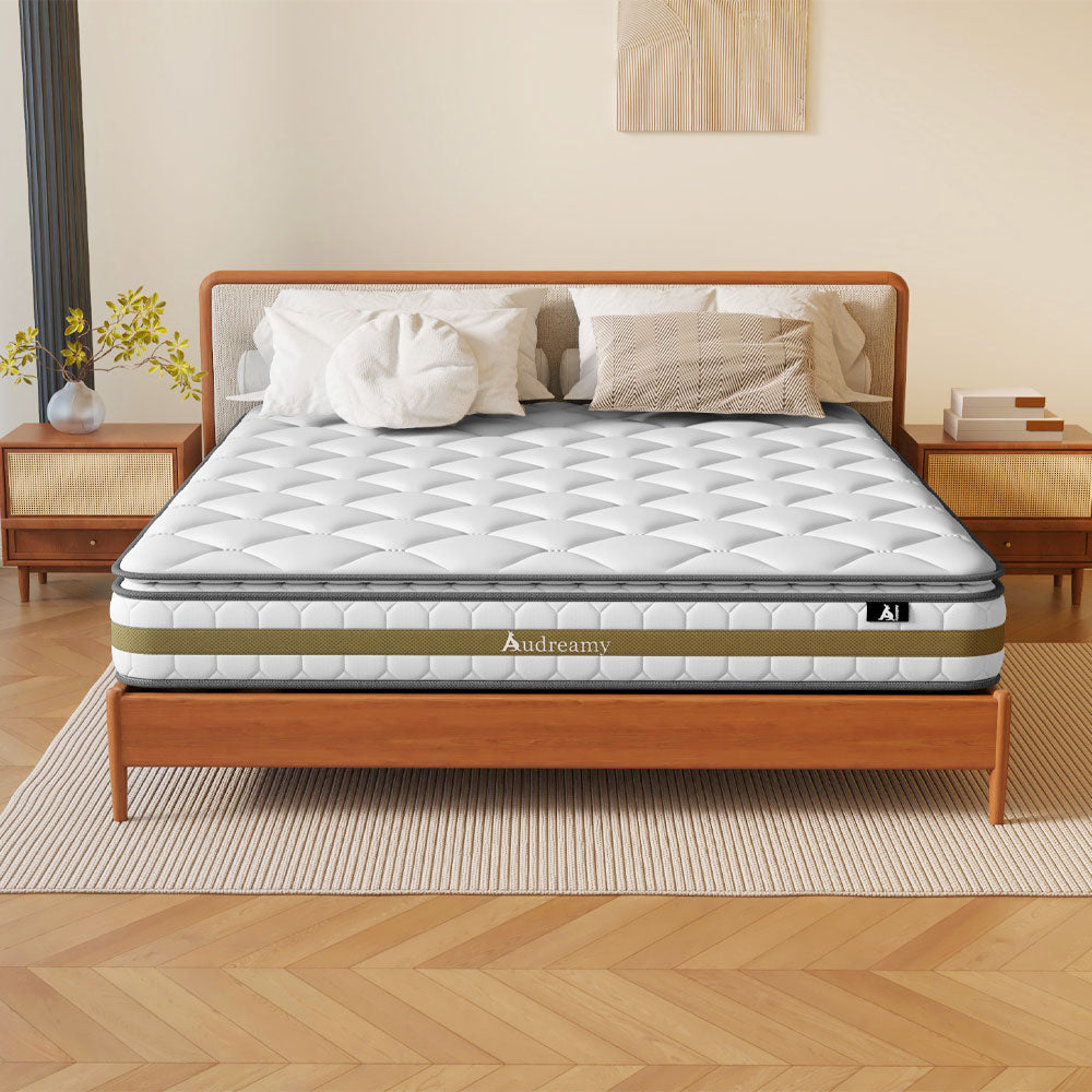 Audreamy Bondi Mattress 22cm Pillow Top – Cloud Comfort Bamboo Fiber Fabric Memory Foam Support Bonnell Medium Firm