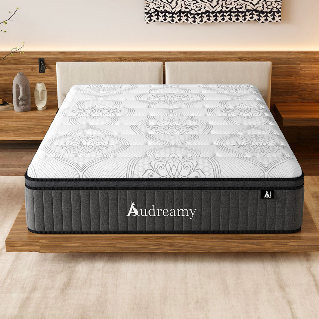 Audreamy Mattress Rome – 34cm Euro Top 100% Natural Latex Memory Foam 9-Zone Pocket Spring Hybrid Medium Firm