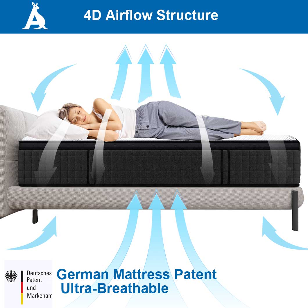 Audreamy Rome Mattress – 34cm Euro Top 100% Natural Latex Memory Foam 9-Zone Pocket Spring Hybrid Medium Firm (Single)