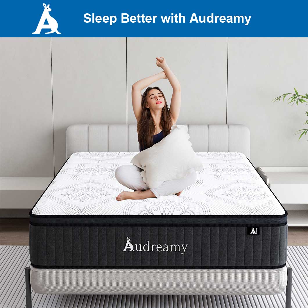 Audreamy Rome Mattress – 34cm Euro Top 100% Natural Latex Memory Foam 9-Zone Pocket Spring Hybrid Medium Firm (King Single)
