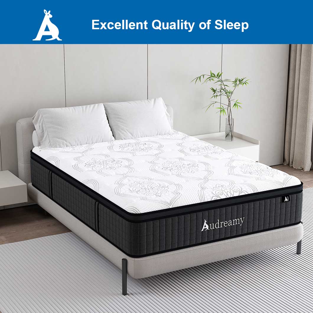Audreamy Rome Mattress – 34cm Euro Top 100% Natural Latex Memory Foam 9-Zone Pocket Spring Hybrid Medium Firm (Single)