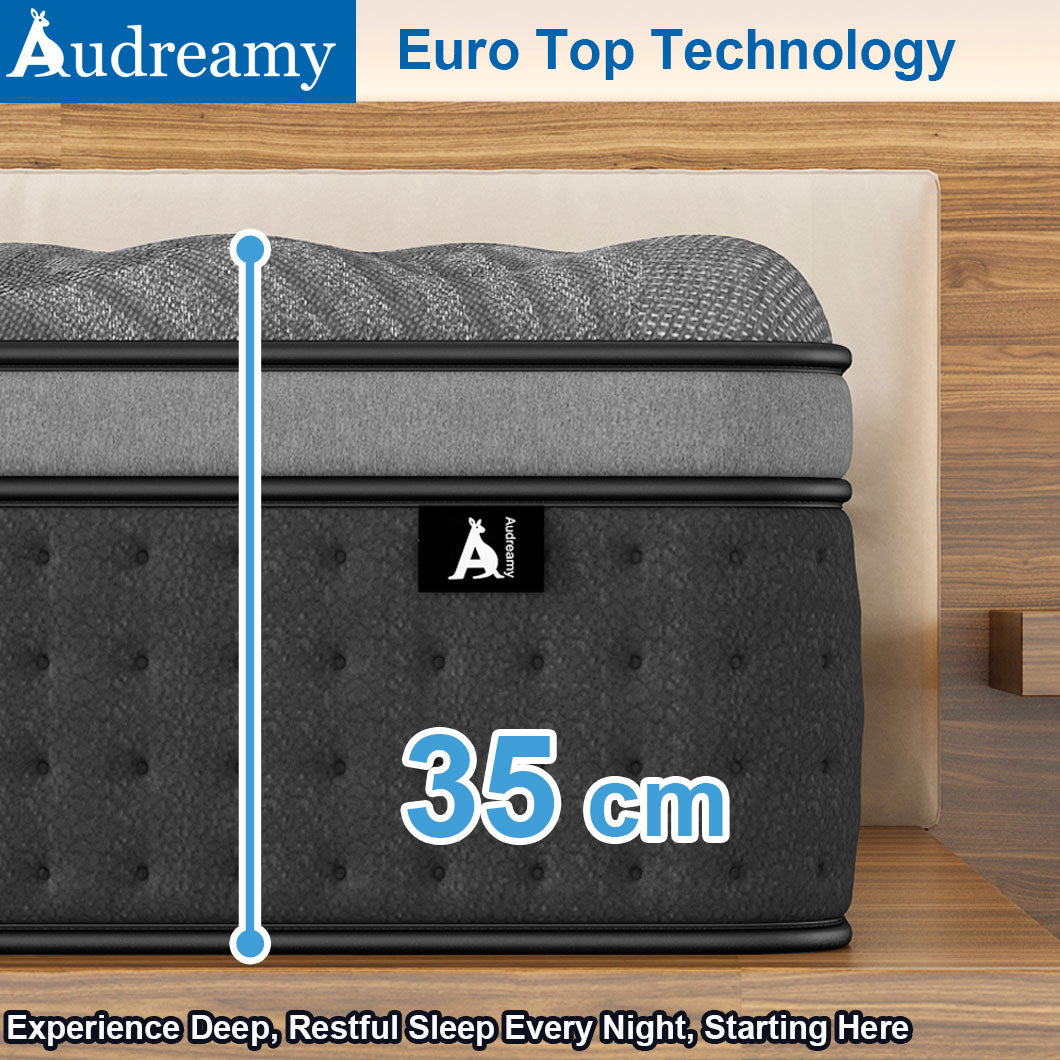 Audreamy Mattress Siena 35cm Euro Top Bamboo Charcoal Fabric 7-Zone Pocket Spring Medium Firm (Single)