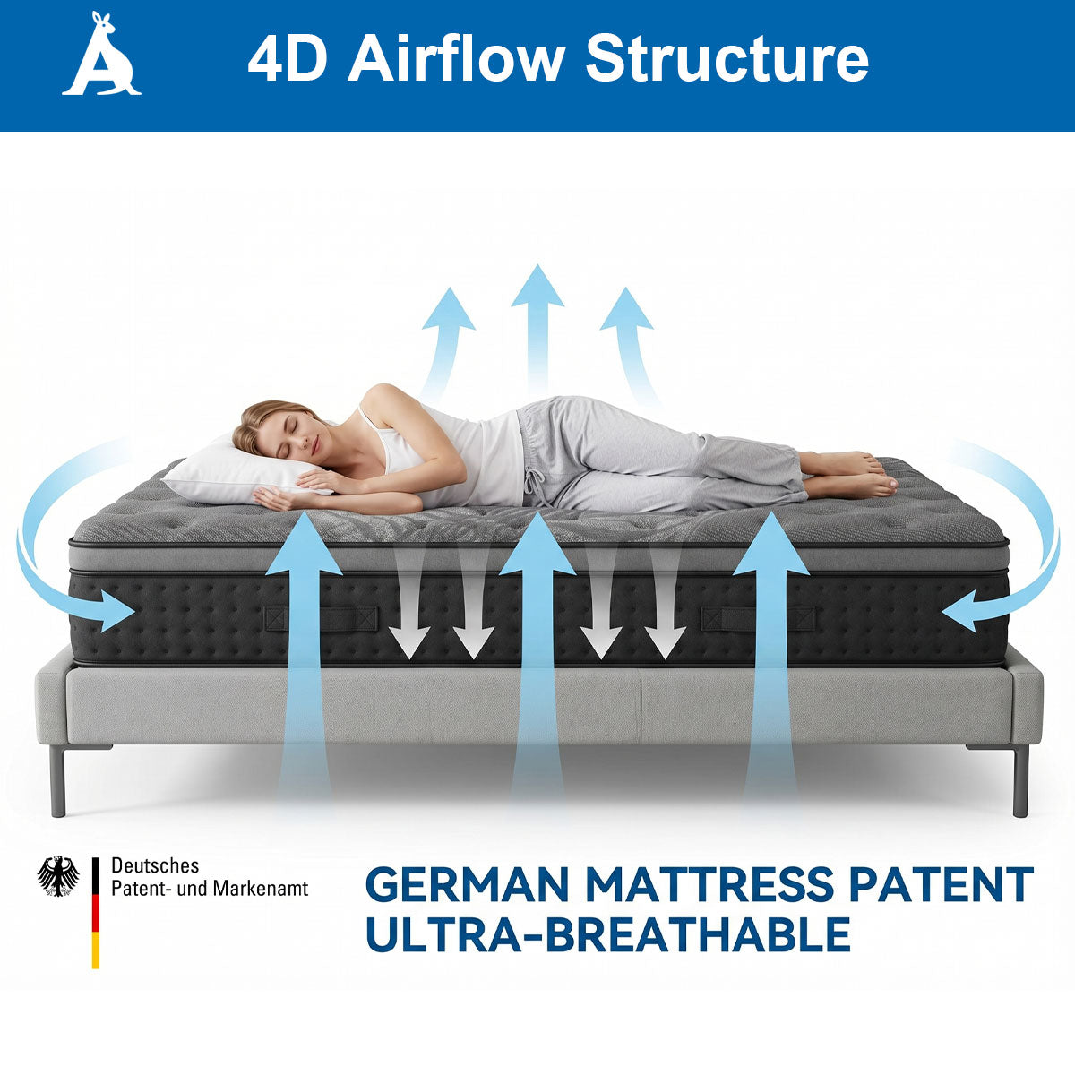 Audreamy Mattress Siena 35cm Euro Top Bamboo Charcoal Fabric 7-Zone Pocket Spring Medium Firm
