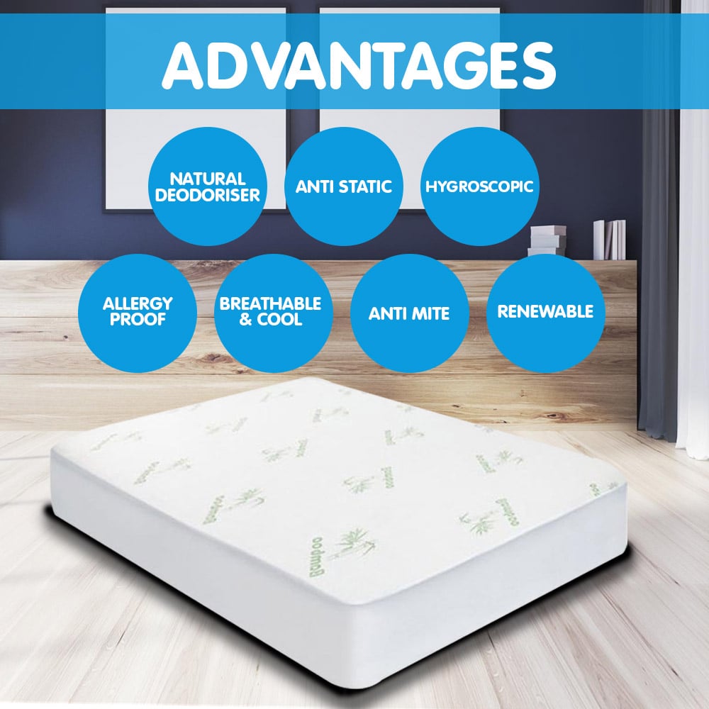 Laura Hill Fitted Bamboo Mattress Protector Underlay Queen King Single Size