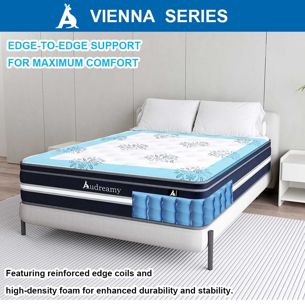 Audreamy Mattress Vienna 34cm Euro Top Super Cool Gel Foam Bamboo Fiber Fabric 7-Zone Pocket Spring Medium Firm (Queen)