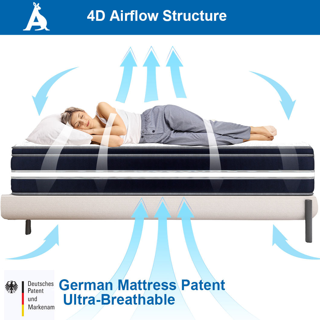 Audreamy Mattress Vienna 34cm Euro Top Super Cool Gel Foam Bamboo Fiber Fabric 7-Zone Pocket Spring Medium Firm (Queen)