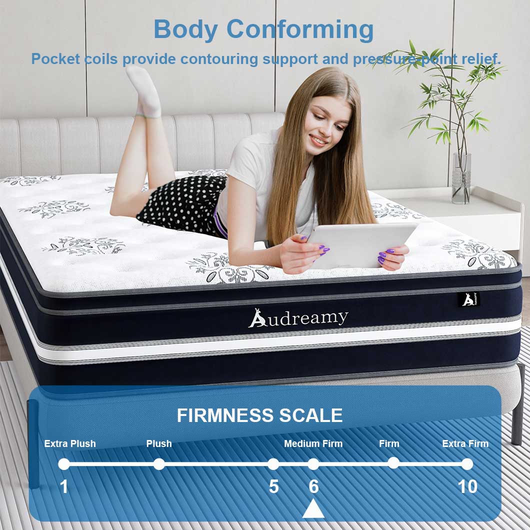 Audreamy Mattress Vienna 34cm Euro Top Super Cool Gel Foam Bamboo Fiber Fabric 7-Zone Pocket Spring Medium Firm (Queen)