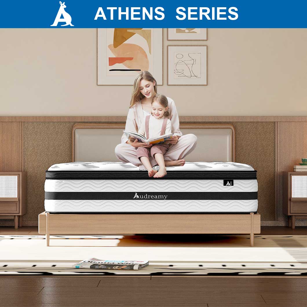 Audreamy Mattress Athens 34cm Plush Euro Top 7-Zone Pocket Spring 5D Support Medium Firm (King Single)