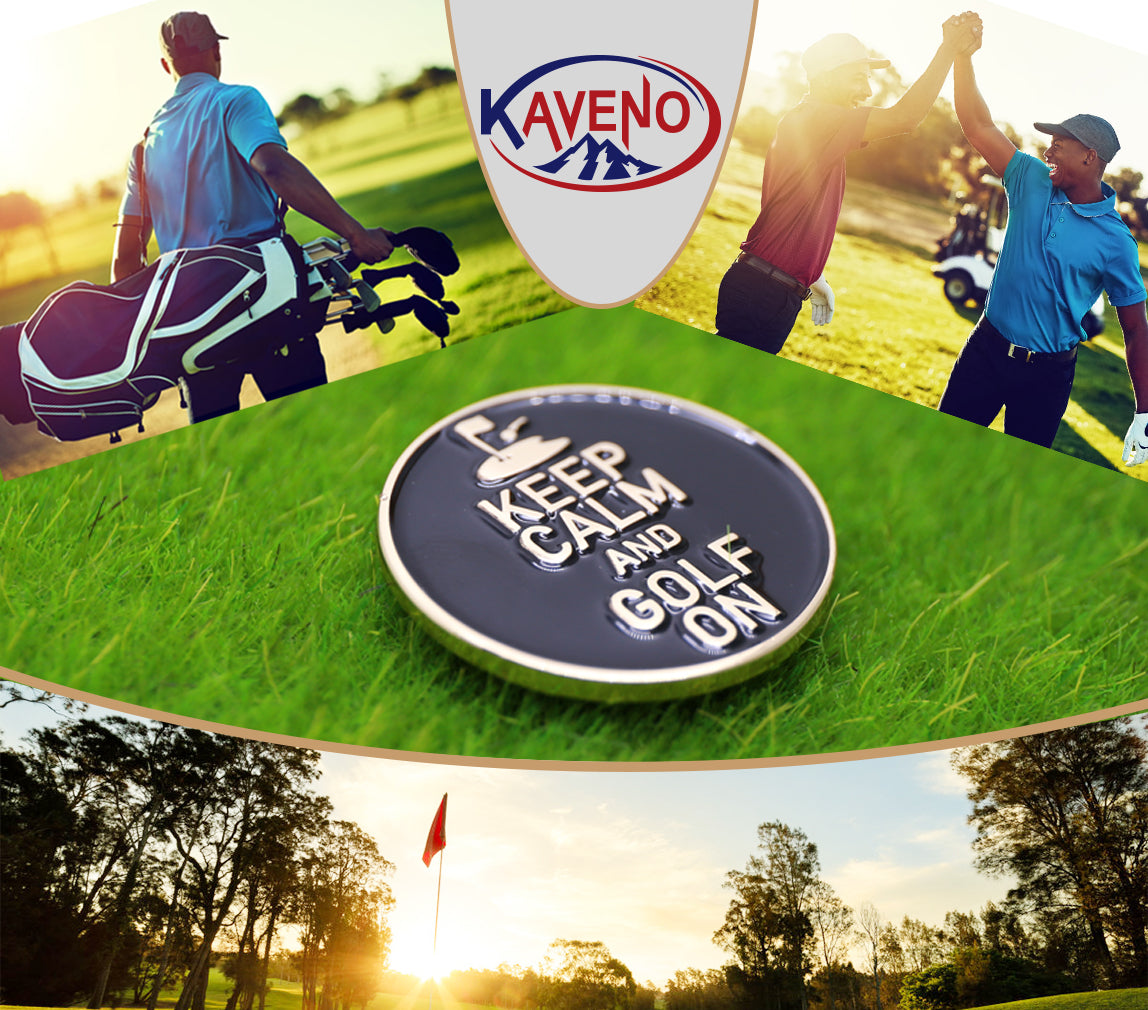 Kaveno Golf Ball Marker-Keep Calm and Golf On with Golf Hat Clip