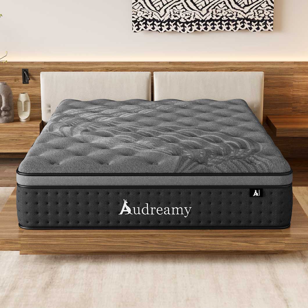 Audreamy Mattress Siena 35cm Euro Top Bamboo Charcoal Fabric 7-Zone Pocket Spring Medium Firm (King Single)