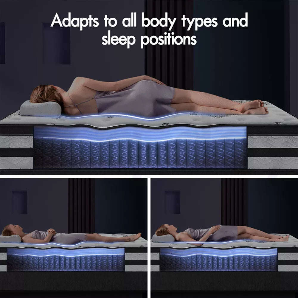 Audreamy Mattress Athens 34cm Plush Euro Top 7-Zone Pocket Spring 5D Support Medium Firm (Queen)
