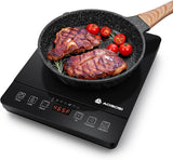 AAOBOSI Portable Induction Cooktop, 1800W, 20 Temp & Power Levels, Timer | Fast & Even Heating, 4 Preset Modes, 4-Hour Timer, Compact & Portable, Easy to Clean, Apartments, RVs & Outdoor Cooking