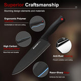 Astercook Knife Set for Kitchen with Block and Sharpener 15pcs German | Stainless Steel Kitchen Utensils Set Dishwasher Safe