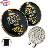 Kaveno Golf Ball Marker-Keep Calm and Golf On with Golf Hat Clip