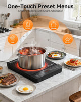 AAOBOSI Portable Induction Cooktop, 1800W, 20 Temp & Power Levels, Timer | Fast & Even Heating, 4 Preset Modes, 4-Hour Timer, Compact & Portable, Easy to Clean, Apartments, RVs & Outdoor Cooking