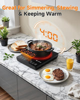 AAOBOSI Portable Induction Cooktop, 1800W, 20 Temp & Power Levels, Timer | Fast & Even Heating, 4 Preset Modes, 4-Hour Timer, Compact & Portable, Easy to Clean, Apartments, RVs & Outdoor Cooking