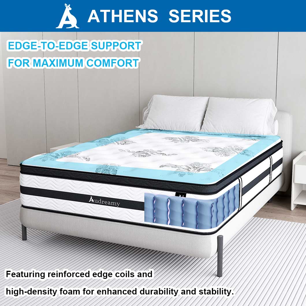 Audreamy Athens Mattress 34cm Plush Euro Top 7-Zone Pocket Spring 5D Support Medium Firm (Single)