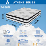 Audreamy Athens Mattress 34cm Plush Euro Top 7-Zone Pocket Spring 5D Support Medium Firm (King Single)